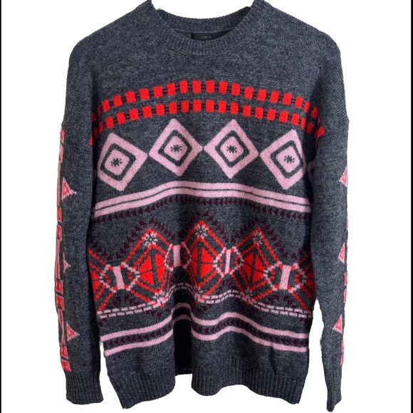 J. Crew Nordic Fair Isle Sweater Mohair Wool Blend Women’s Size Medium B6163 - Picture 1 of 5